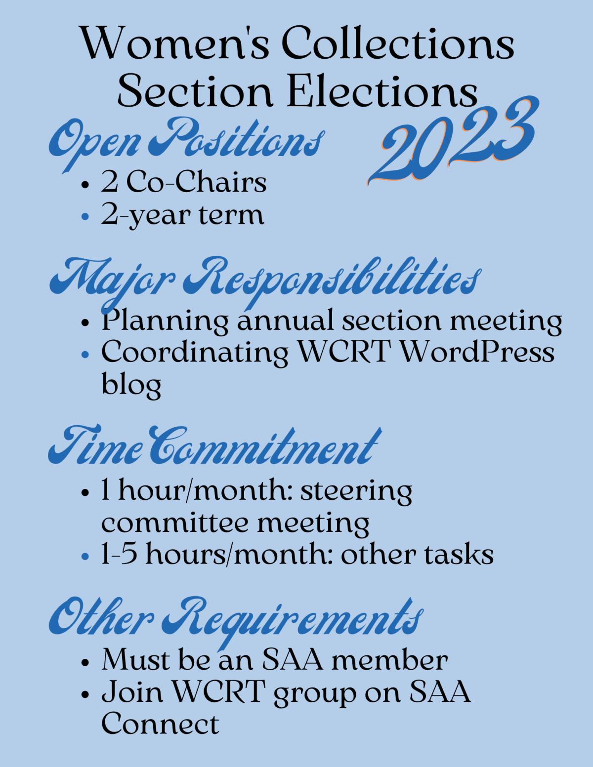 Call for Nominations–WCS Steering Committee